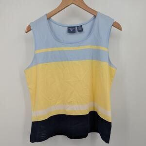 Mountain Lake XL Sleeveless Tank Top Colorblock Pastel Yellow Blue Navy Stripe